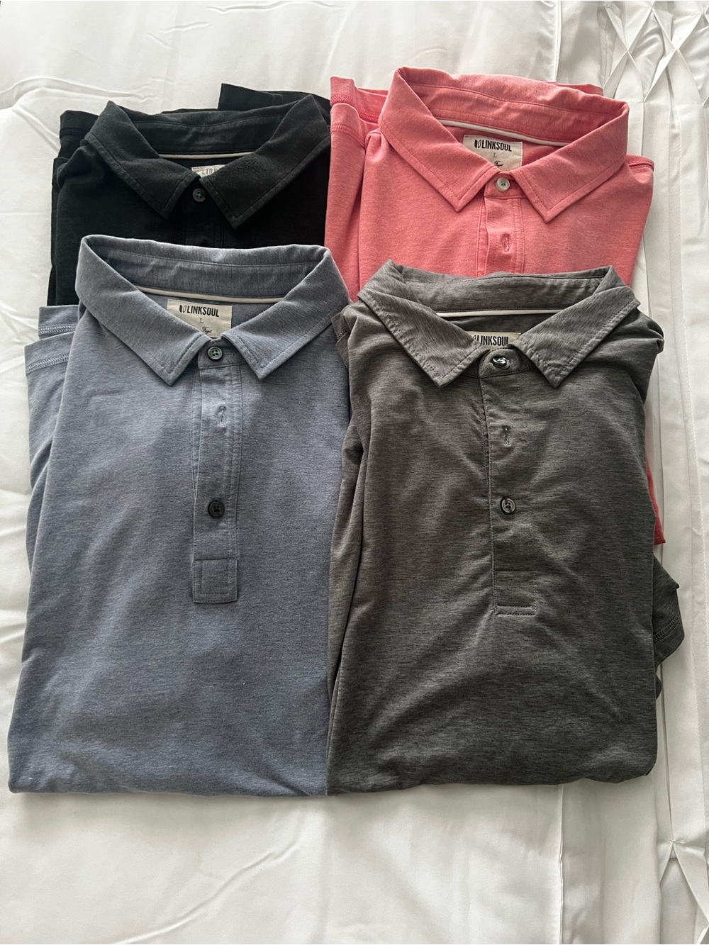 Linksoul Men's Polo Shirt Bundle (4) - Black, Pink, Blue, Charcoal